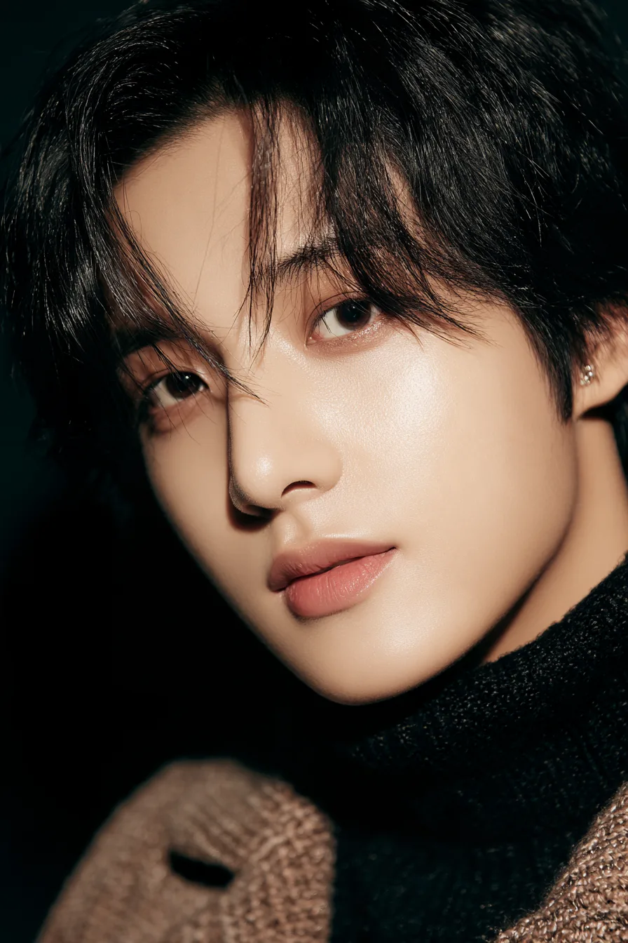 검은 정장 차림의 호스트 정면 인물 사진