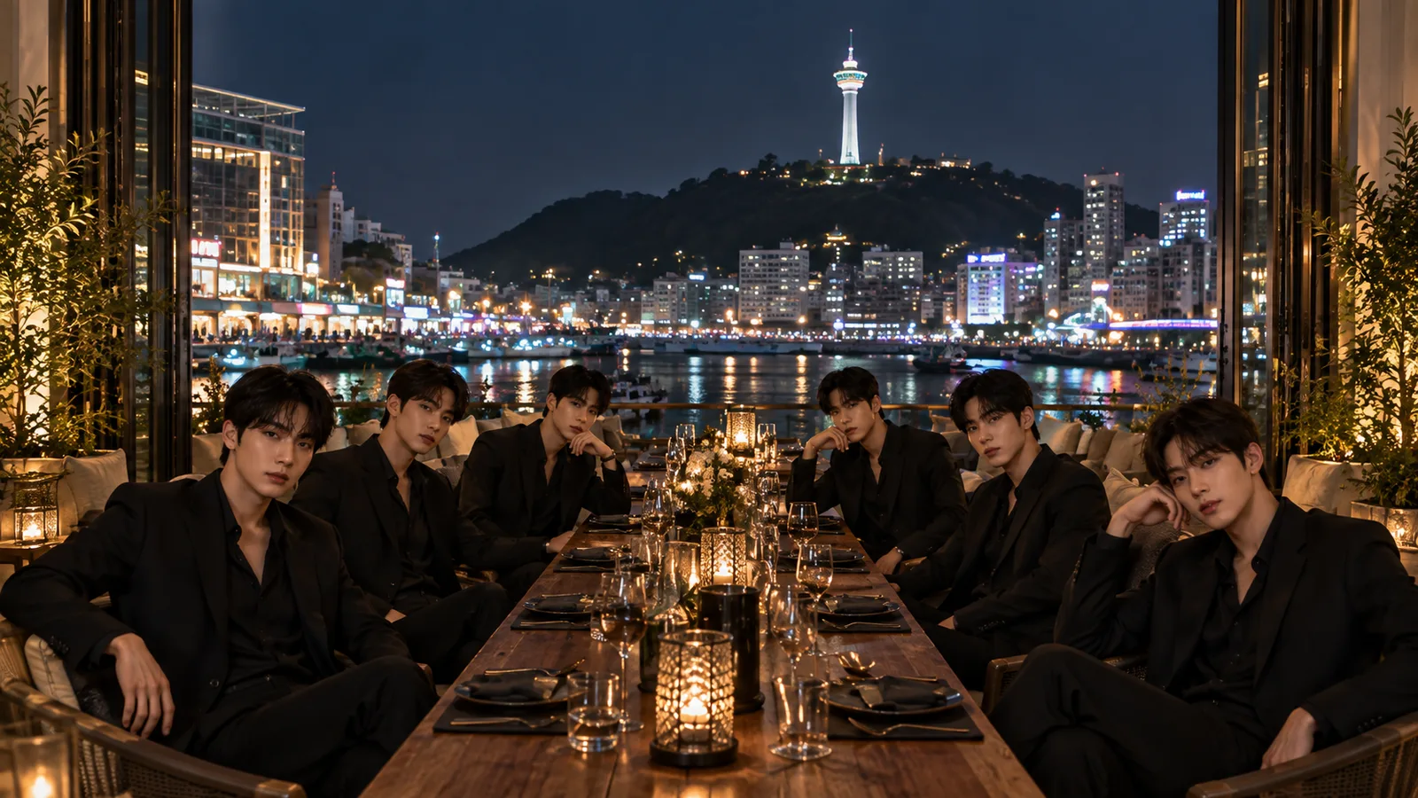 남포동 밤 풍경 — 남포동 광복로와 용두산공원 부산타워